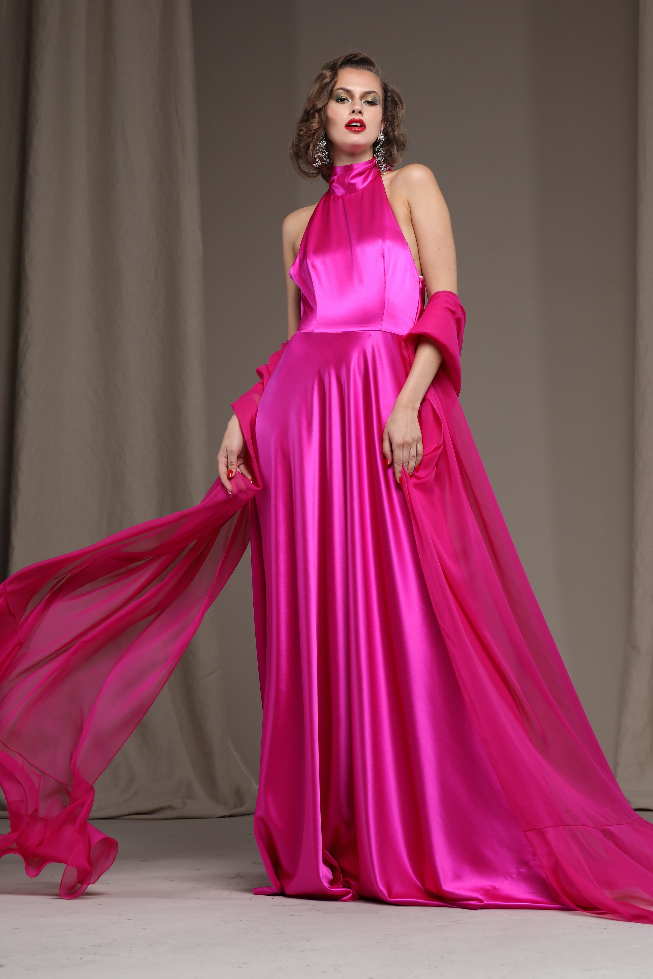 Beautiful Plain Attractive Pink Silk Gown Long Dress Bollywood Designer New  Gown | eBay